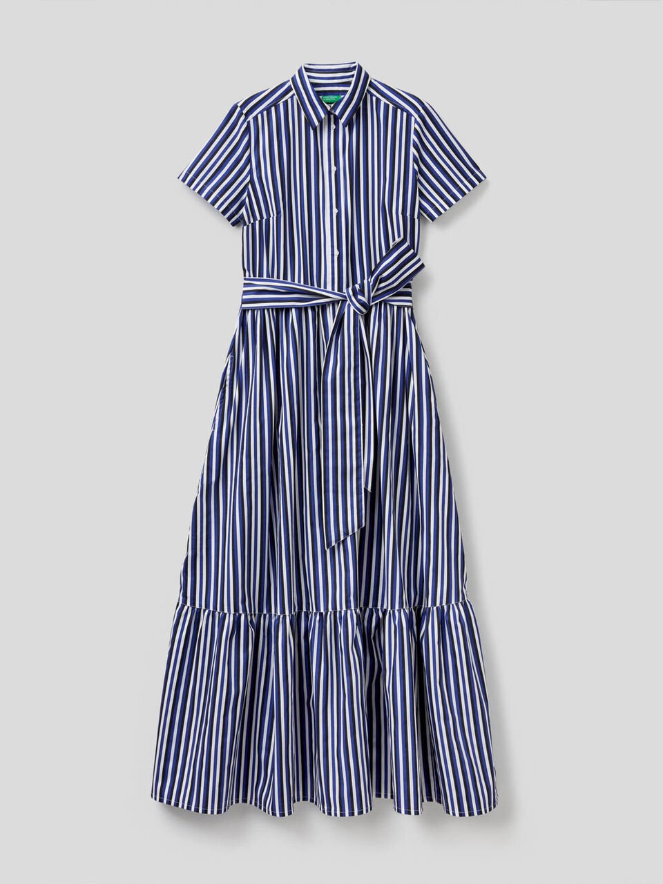 Robe longue à rayures avec volant en bas image number 1