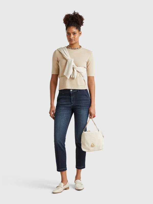Chino slim en denim Femme
