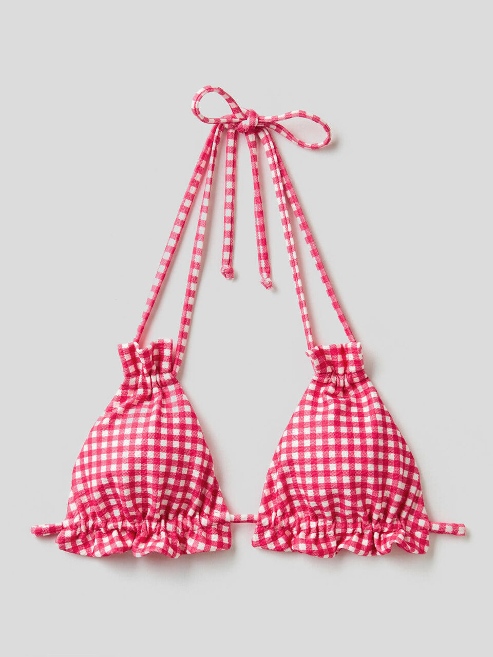 Haut de maillot triangle à motifs avec petits volants image number 1