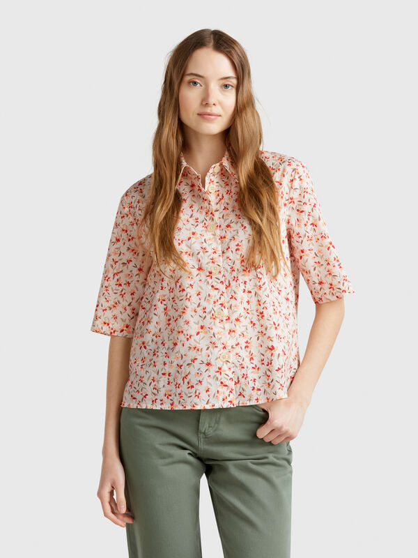 Chemise à motifs en coton léger Femme
