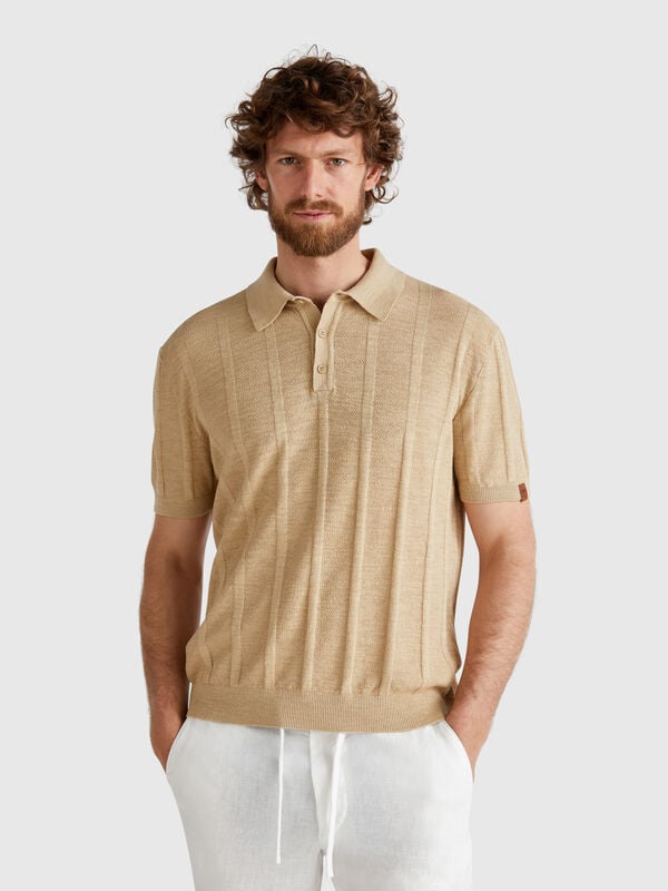 Polo en maille de lin mélangé Homme