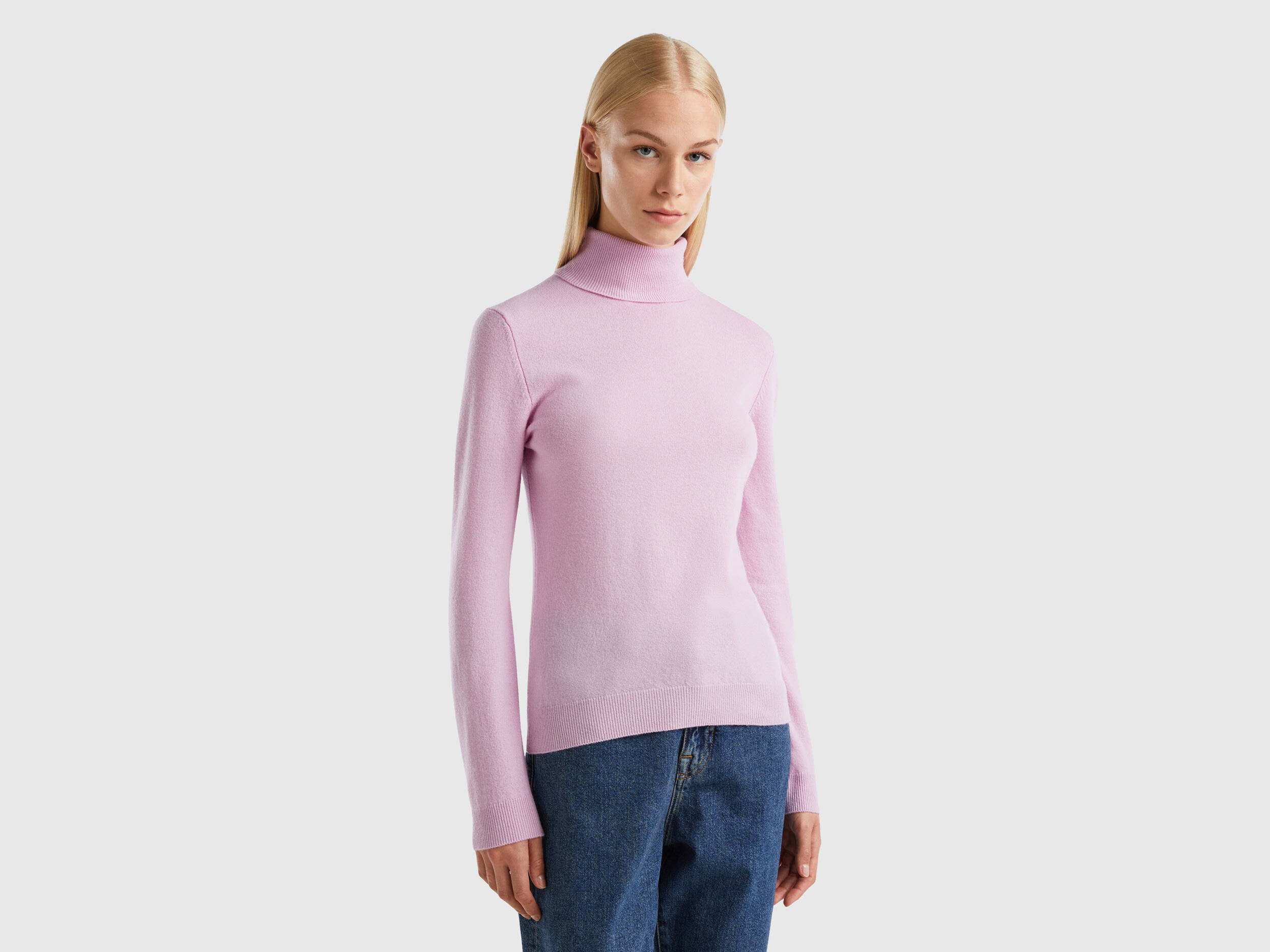 Pull col sales roulé benetton femme