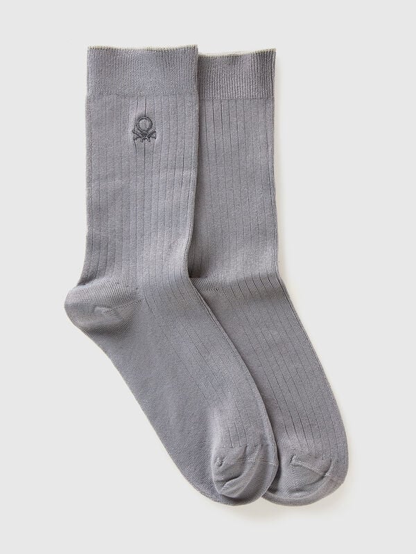 Chaussettes à bords-côtes et logo