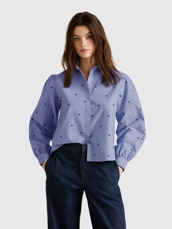 Chemise avec broderie de fleurs Femme