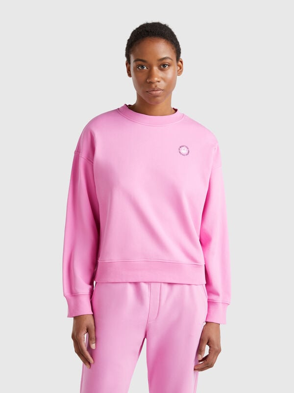 Sweat-shirt à col rond en coton mélangé Femme