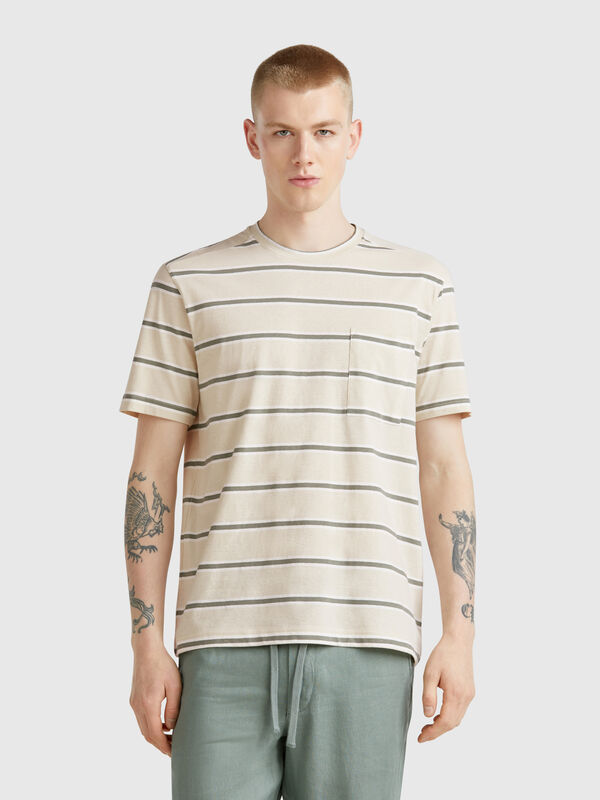 T-shirt rayé avec poche Homme