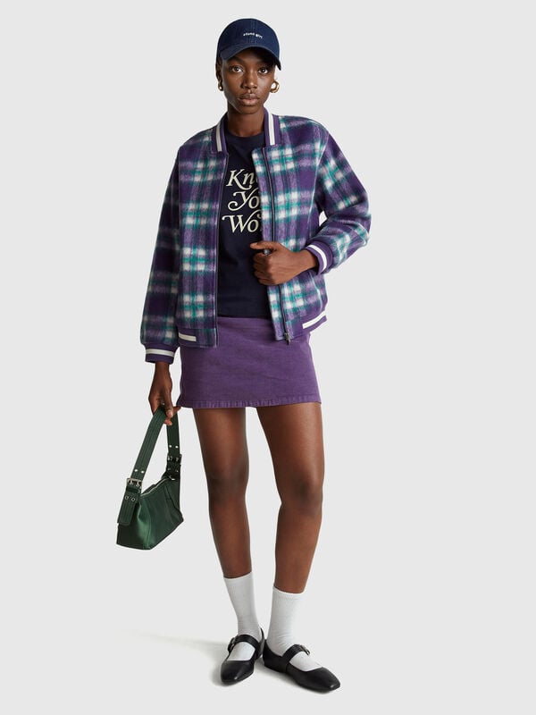 Blouson aviateur à carreaux Femme