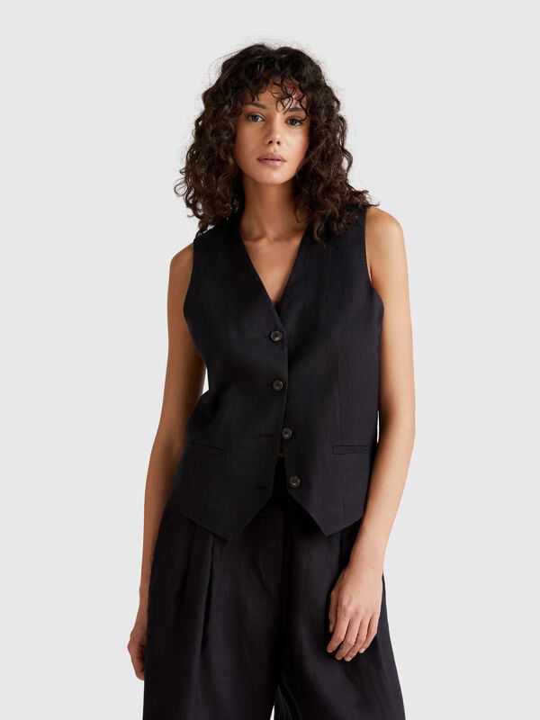 Gilet pur lin Femme