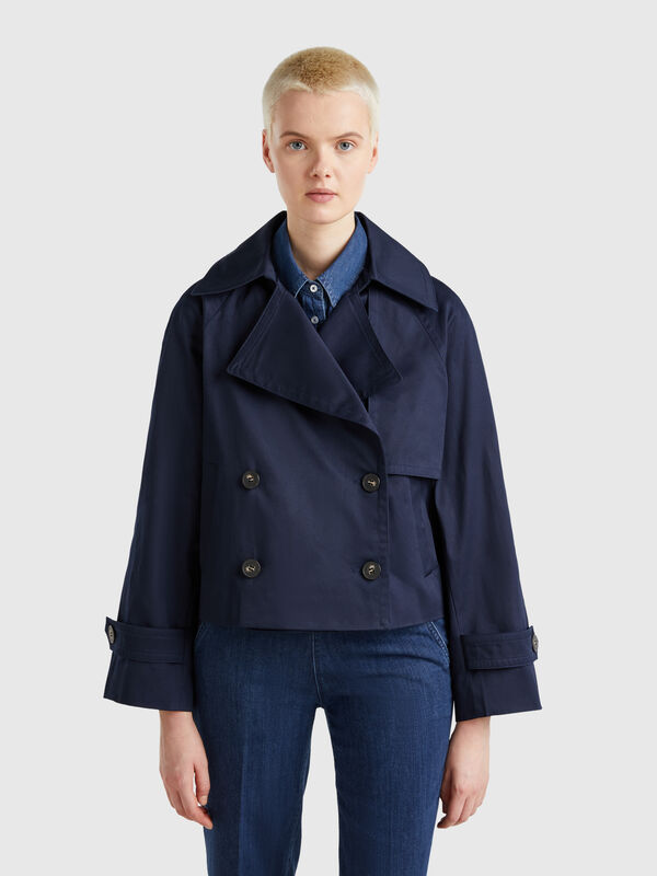 Trench court à double boutonnage Femme