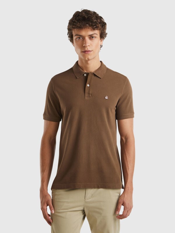 Polo regular couleur café Homme