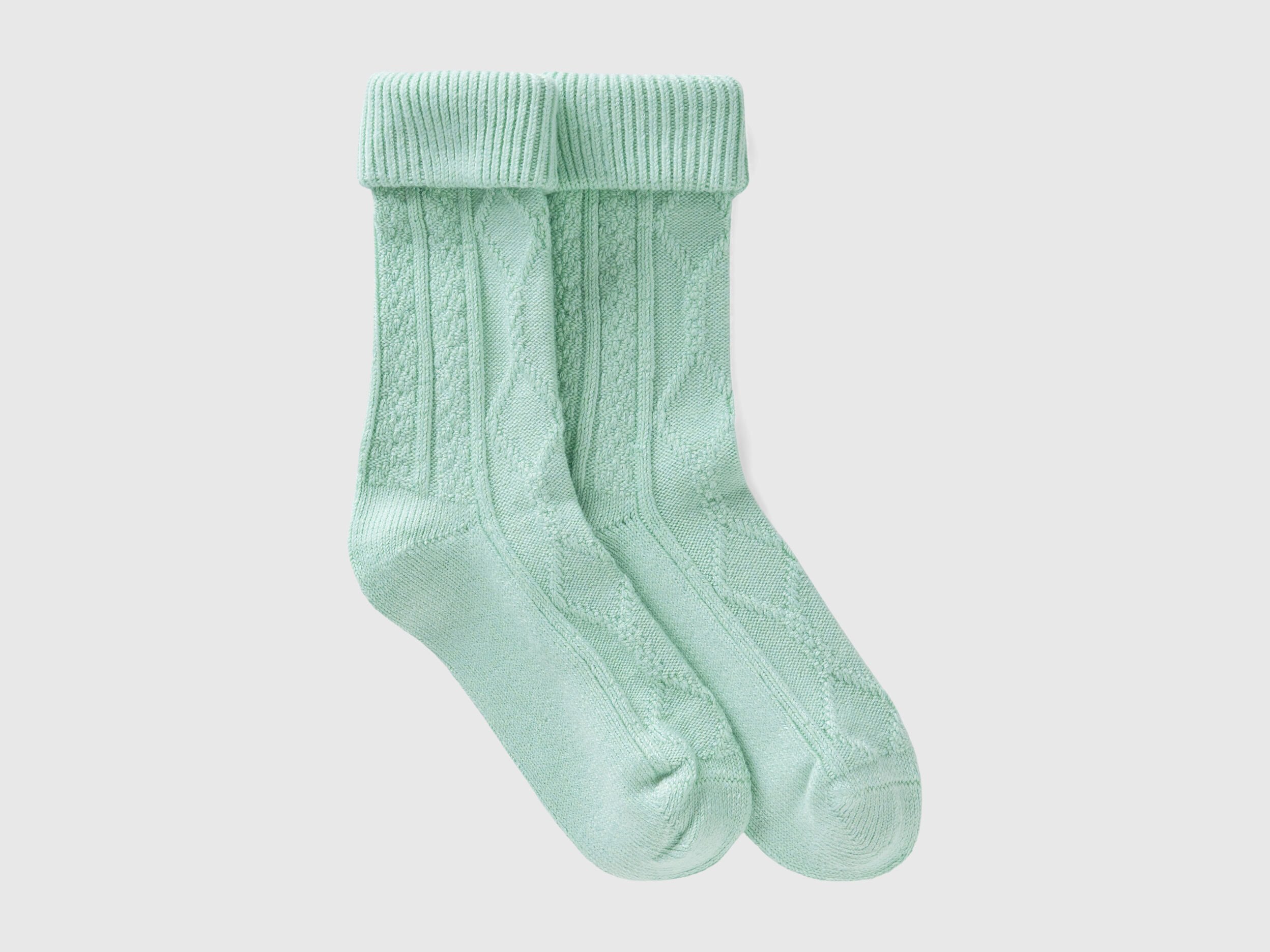 Chaussettes jacquard Bleu Vert Benetton
