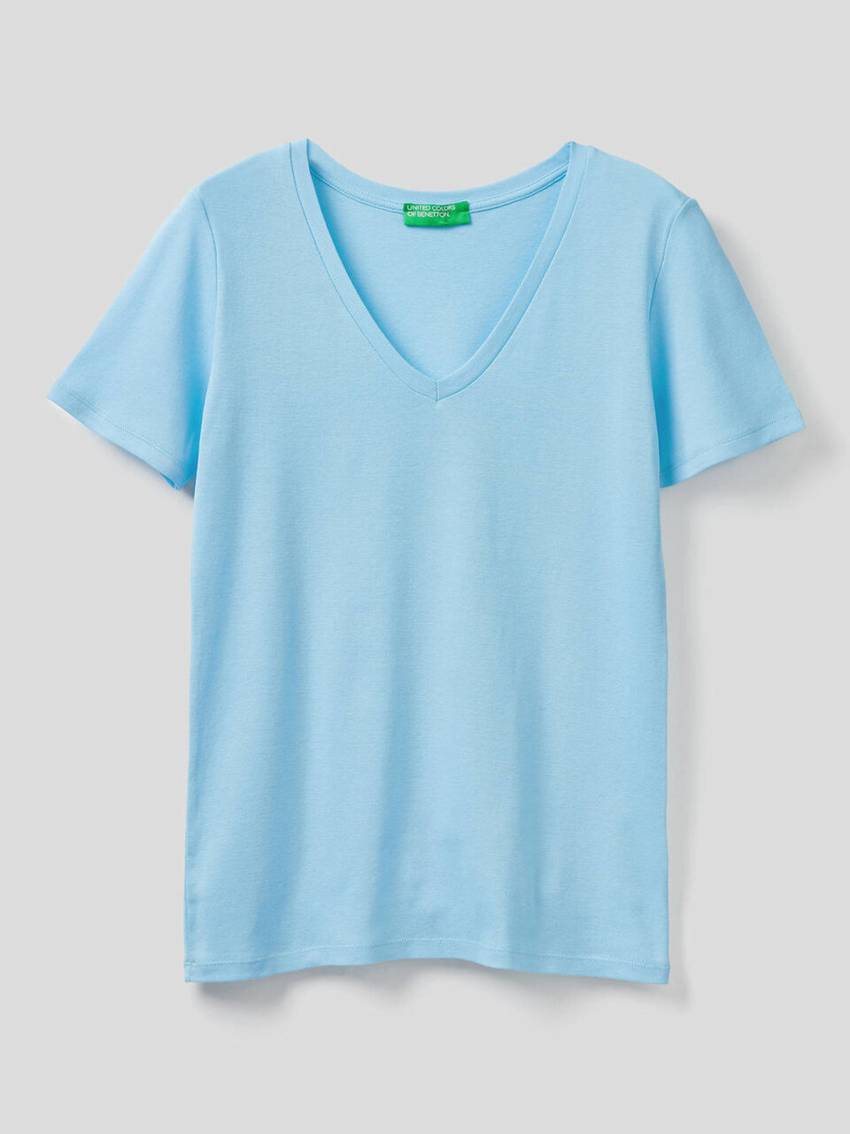 T-shirt en pur coton avec col en V image number 1