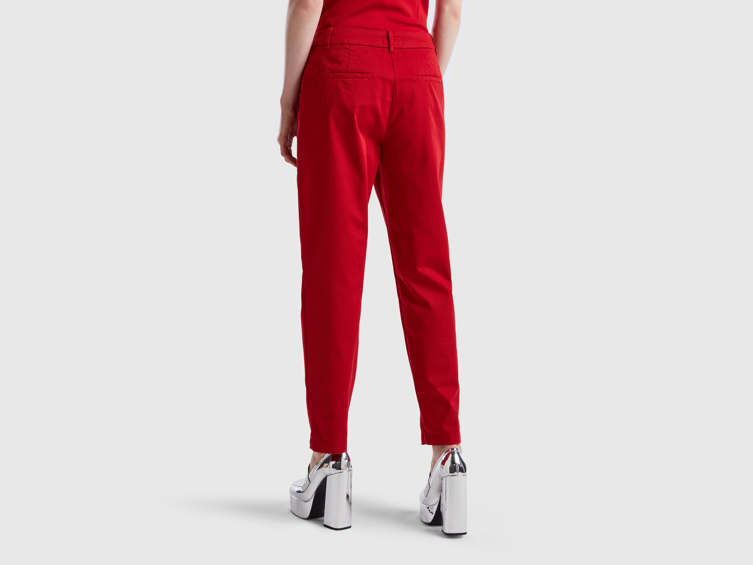 Pantalon chino en coton stretch Rouge Benetton