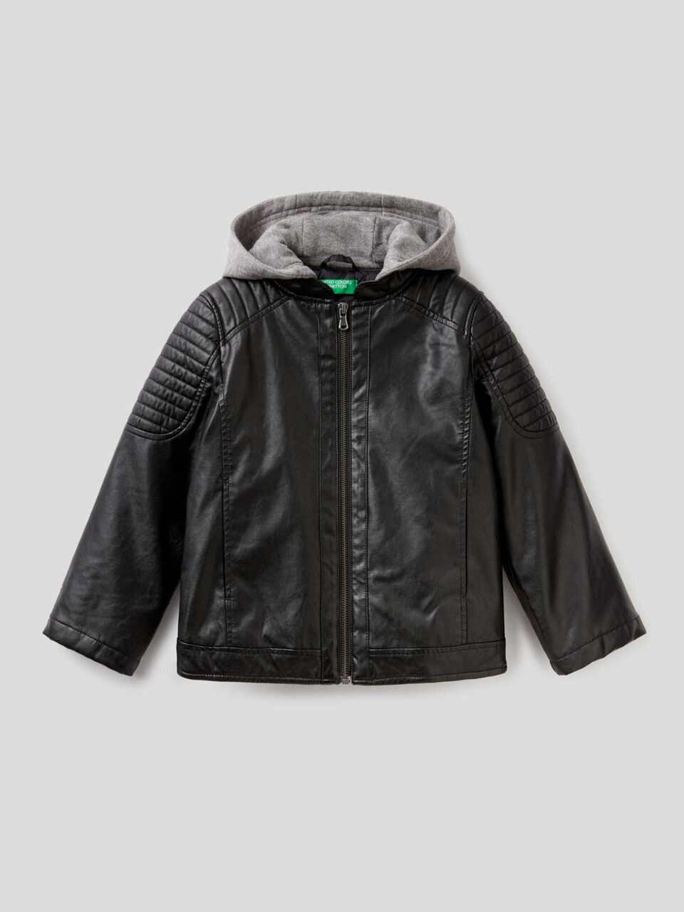 Blouson biker avec capuche en molleton image number 1