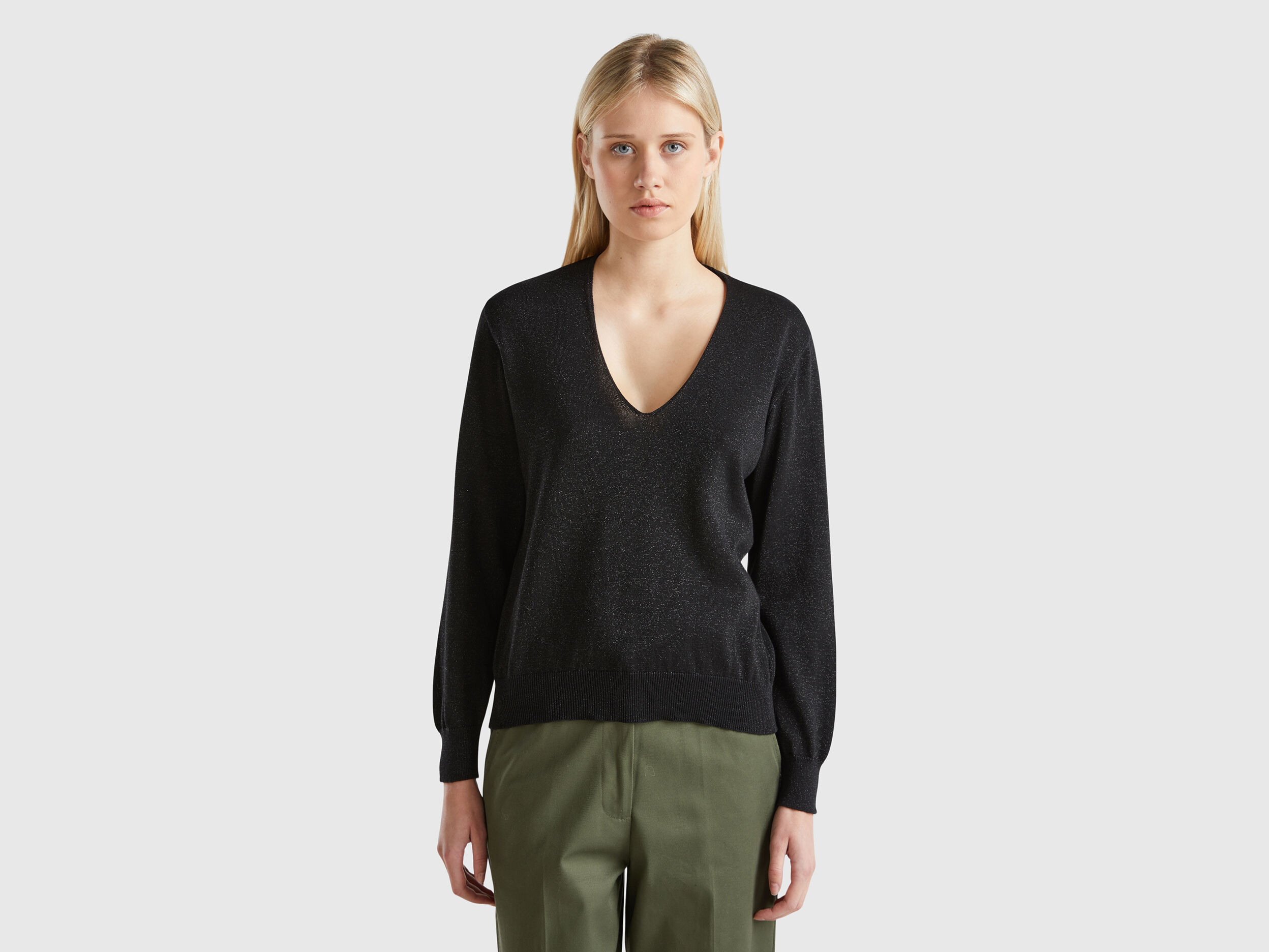 Benetton pull femme col v outlet