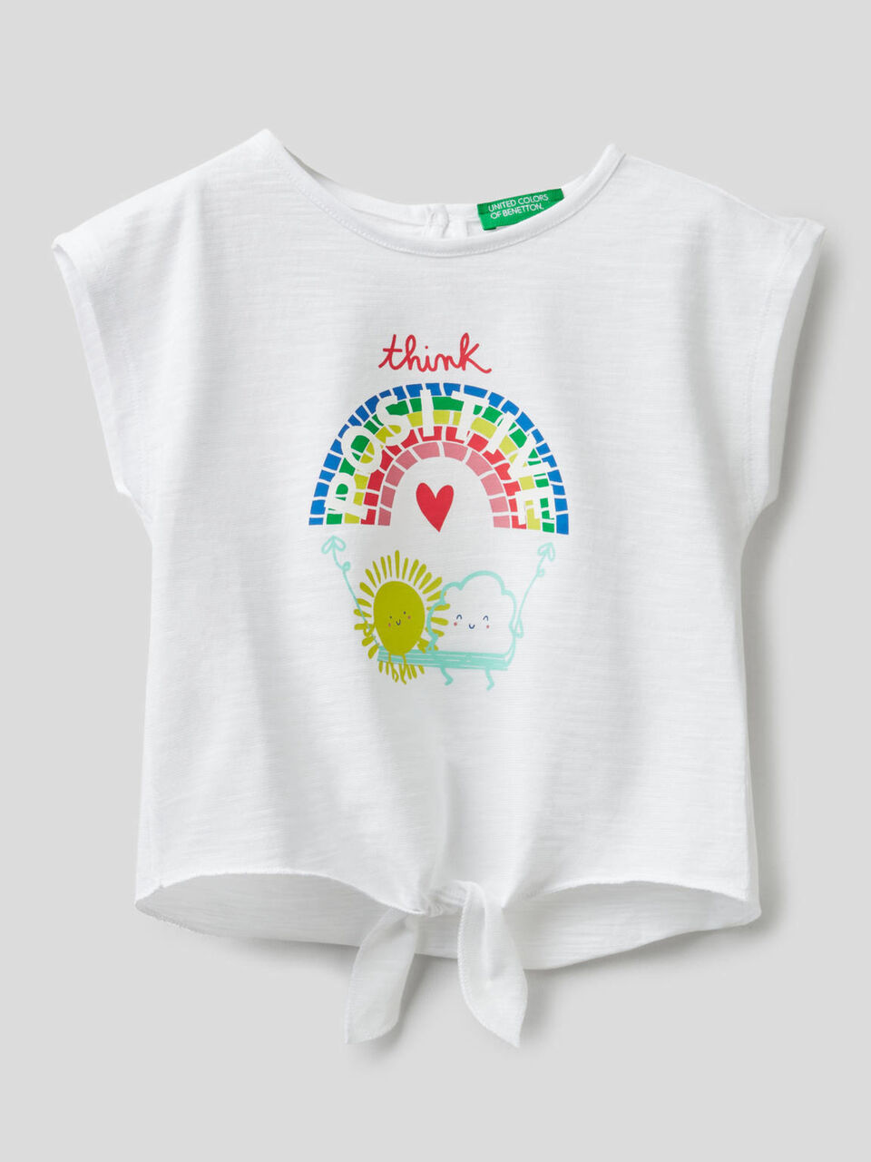 T-shirt 100% coton avec noeud en bas image number 1