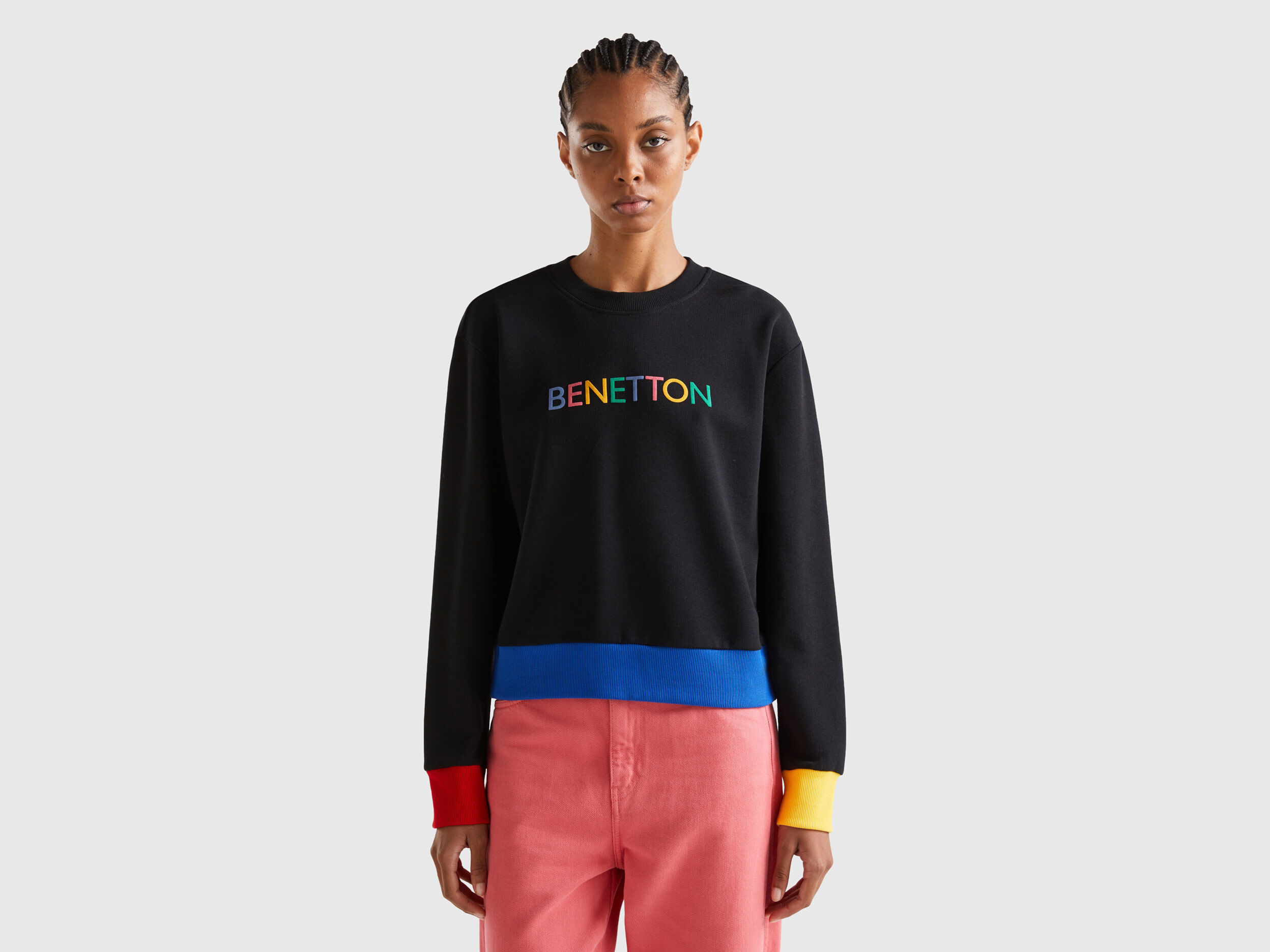 Sweat a imprime logo Noir Benetton