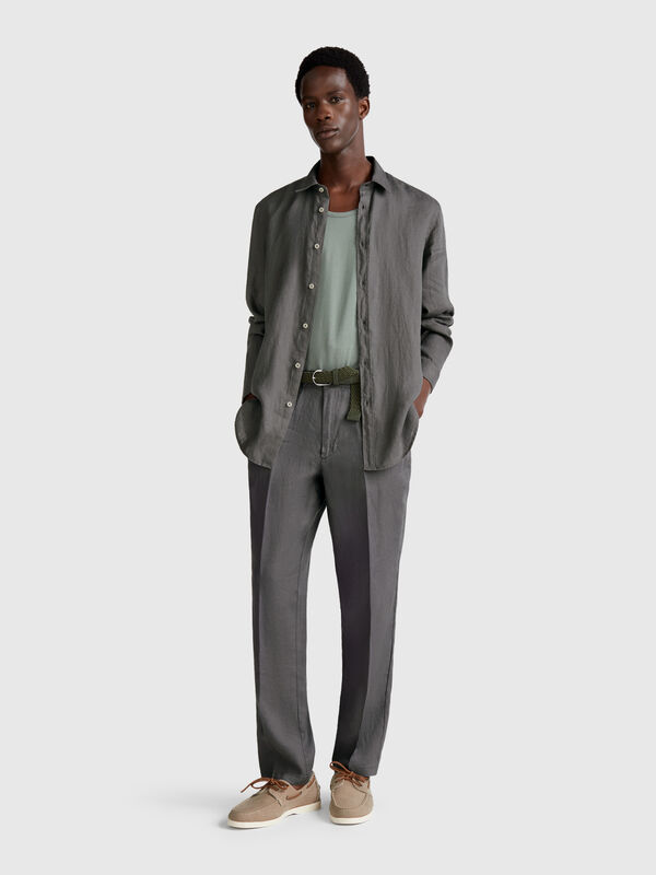 Chino en pur lin Homme
