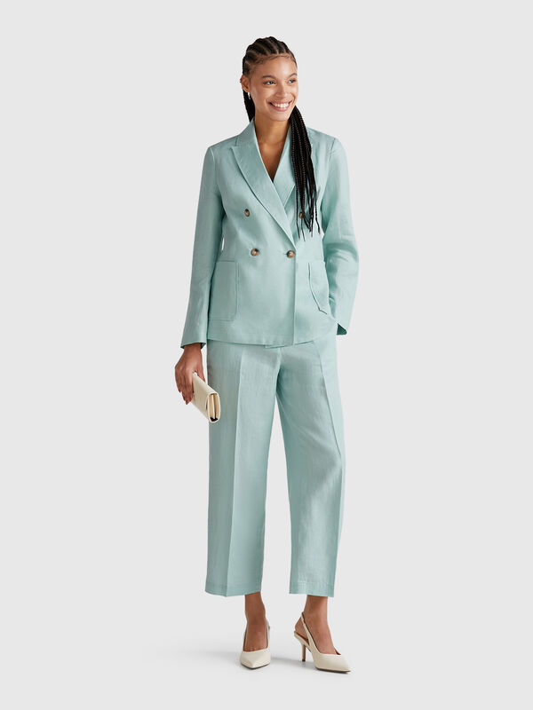 Pantalon droit en pur lin Femme