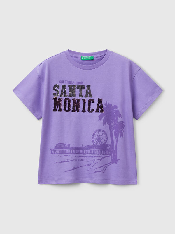 T-shirt avec imprimé et paillettes Filles
