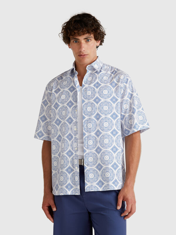Chemise à motifs à manches courtes Homme
