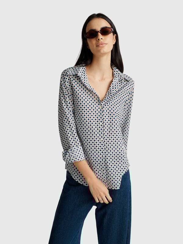Chemise à motifs en coton léger Femme