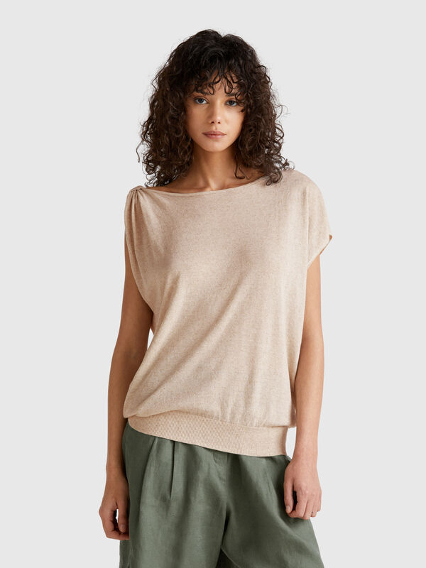 Pull asymétrique en lin mélangé Femme