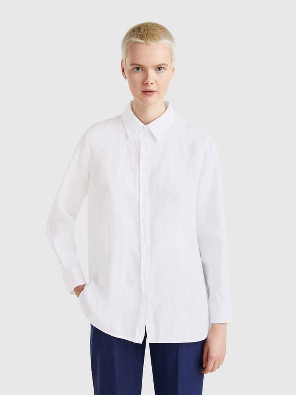 Chemise longue en pur lin Femme