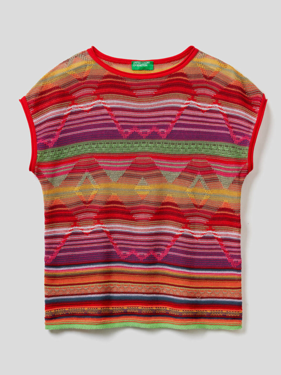 Pull multicolore en pur coton image number 1