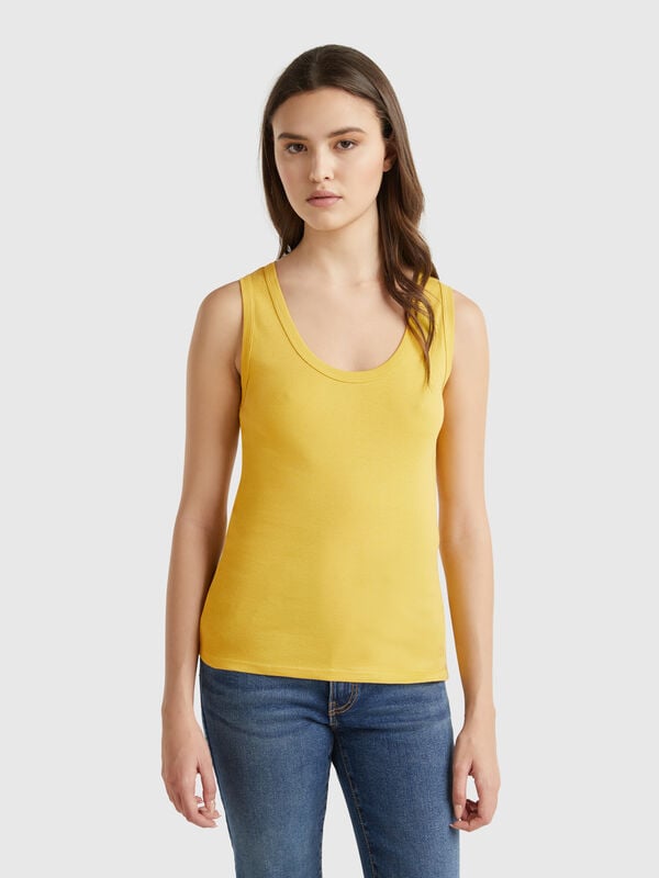 Débardeur moutarde en pur coton Femme