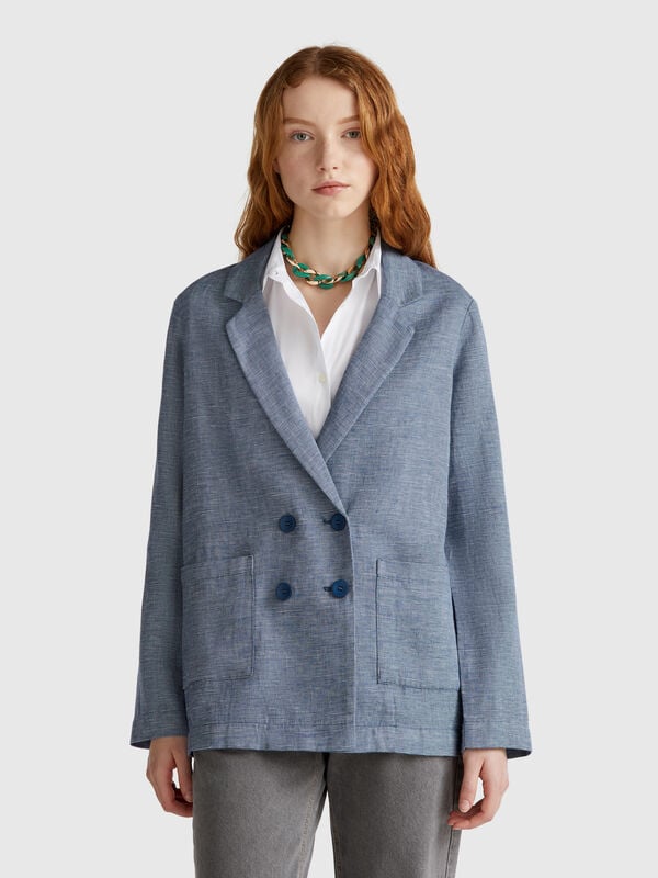 Veste croisée en lin mélangé Femme