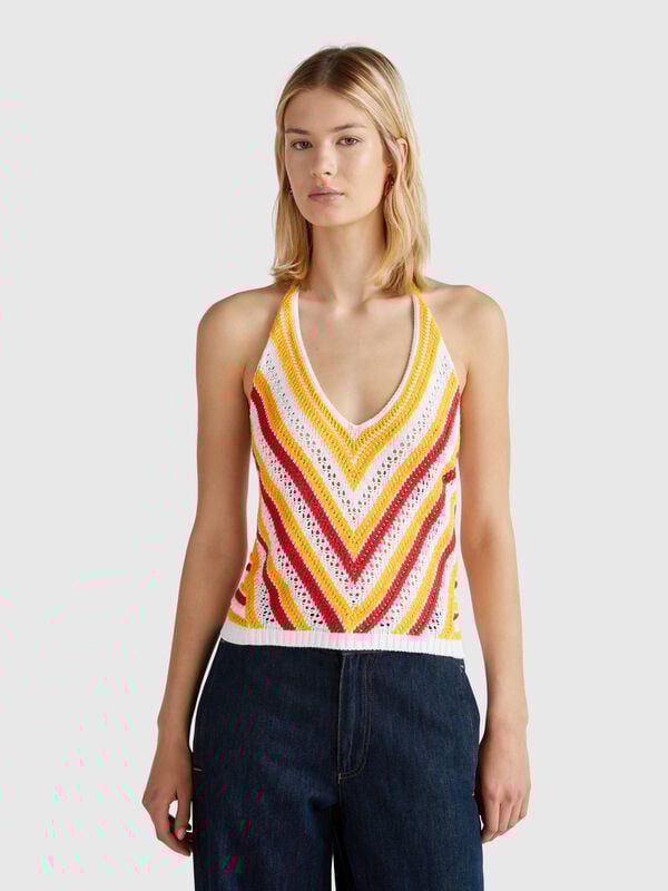 Haut rayé au crochet Femme