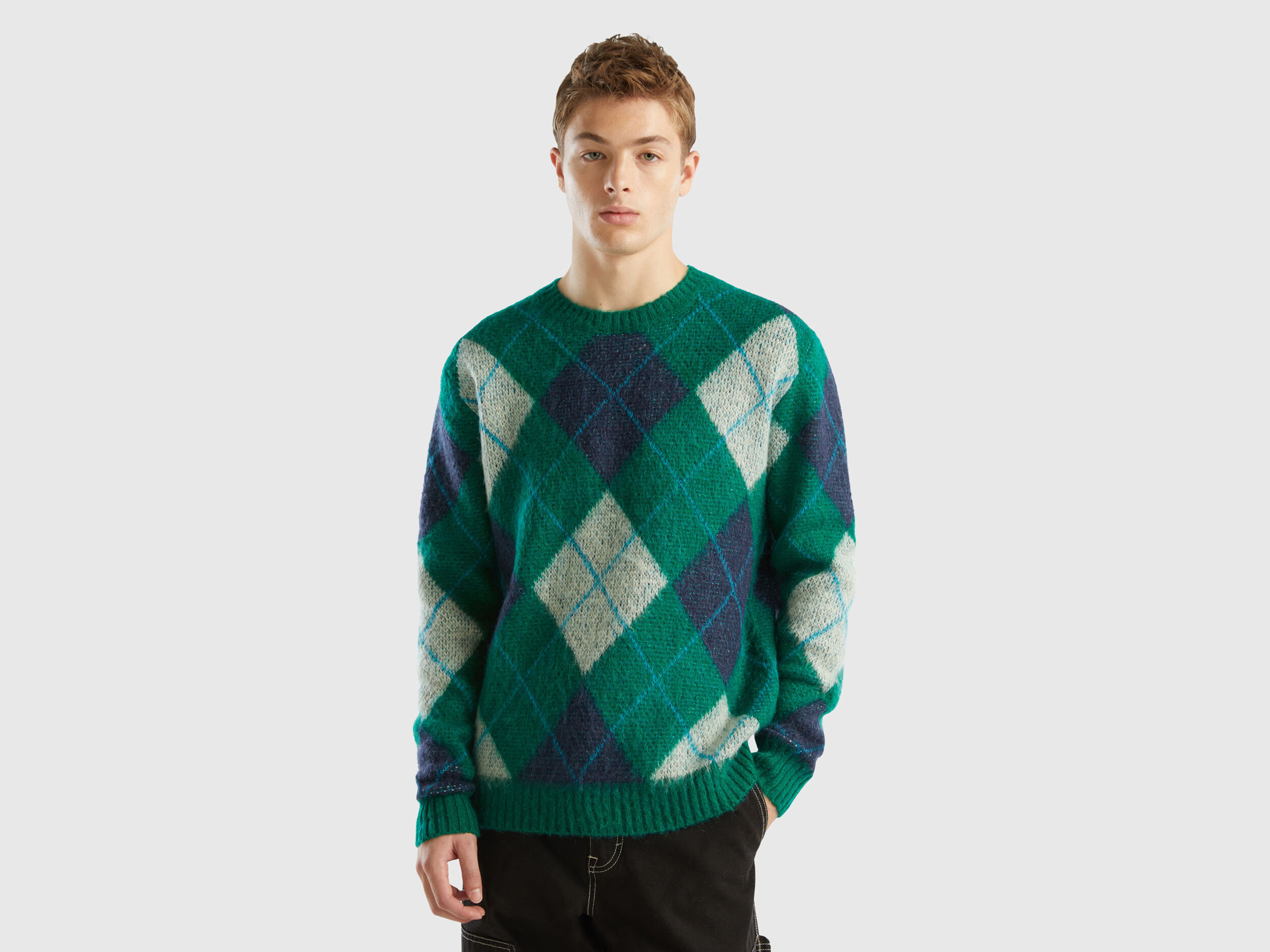 Pull jacquard discount losange homme