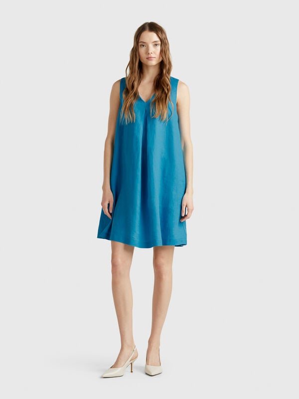 Robe sans manches en pur lin Femme