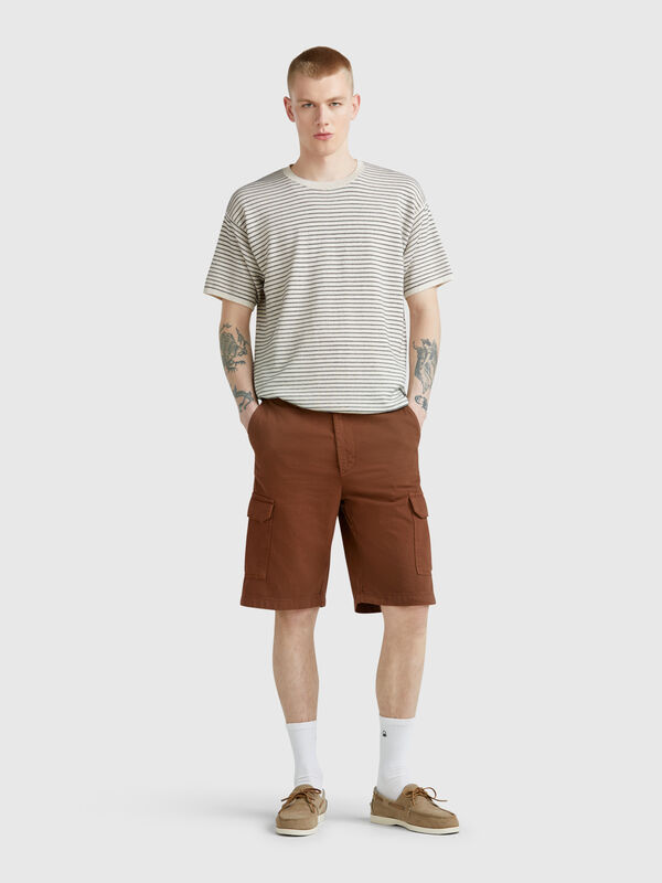 Short cargo en coton mélangé Homme