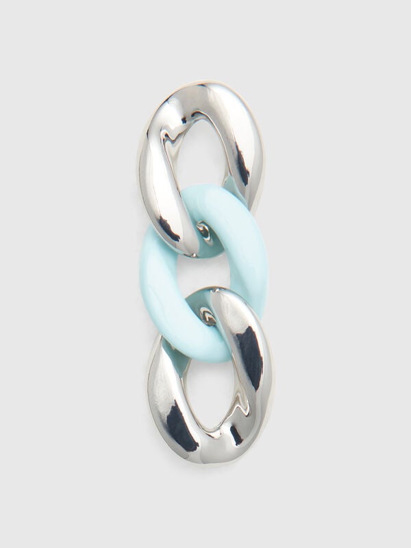 Boucles d'oreilles pendantes avec chaîne argentée et vert d'eau Femme