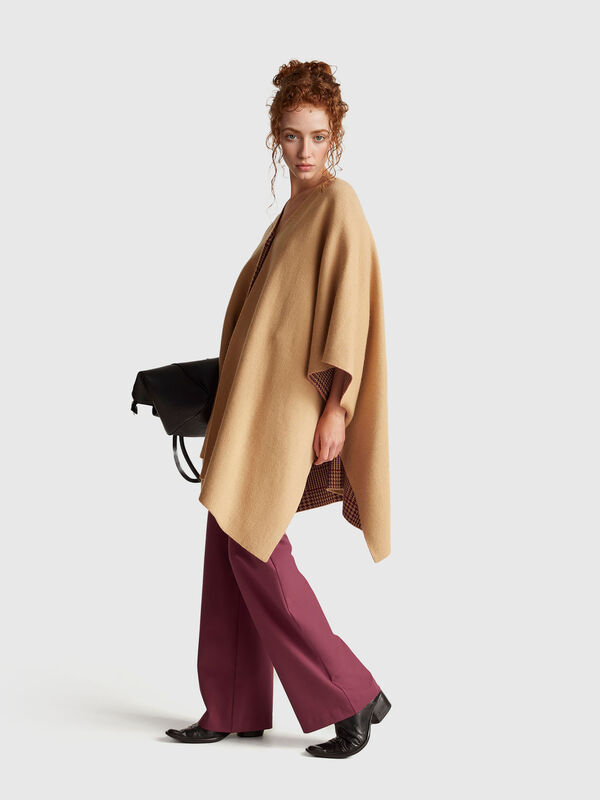Cape réversible en mélange de cachemire Femme