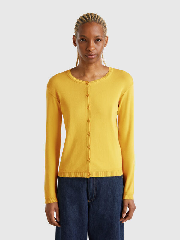 Gilet à col rond en pur coton Femme