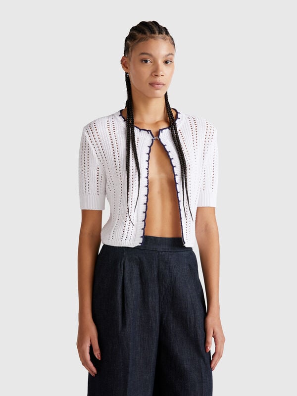 Cardigan court perforé Femme
