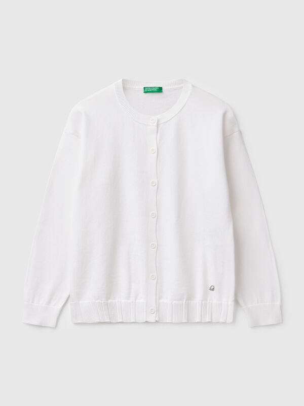 Cardigan à col ras du cou en pur coton Filles
