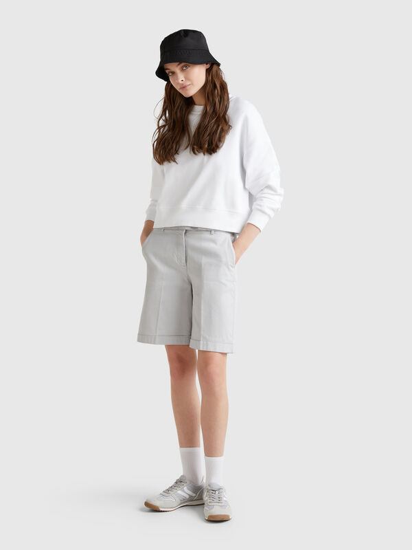 Bermuda avec revers en coton stretch Femme