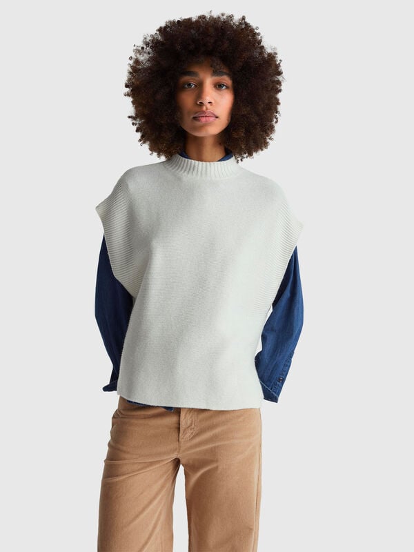 Gilet col roulé en laine mélangée Femme