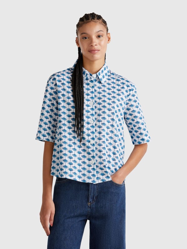 Chemise à motifs en coton léger Femme