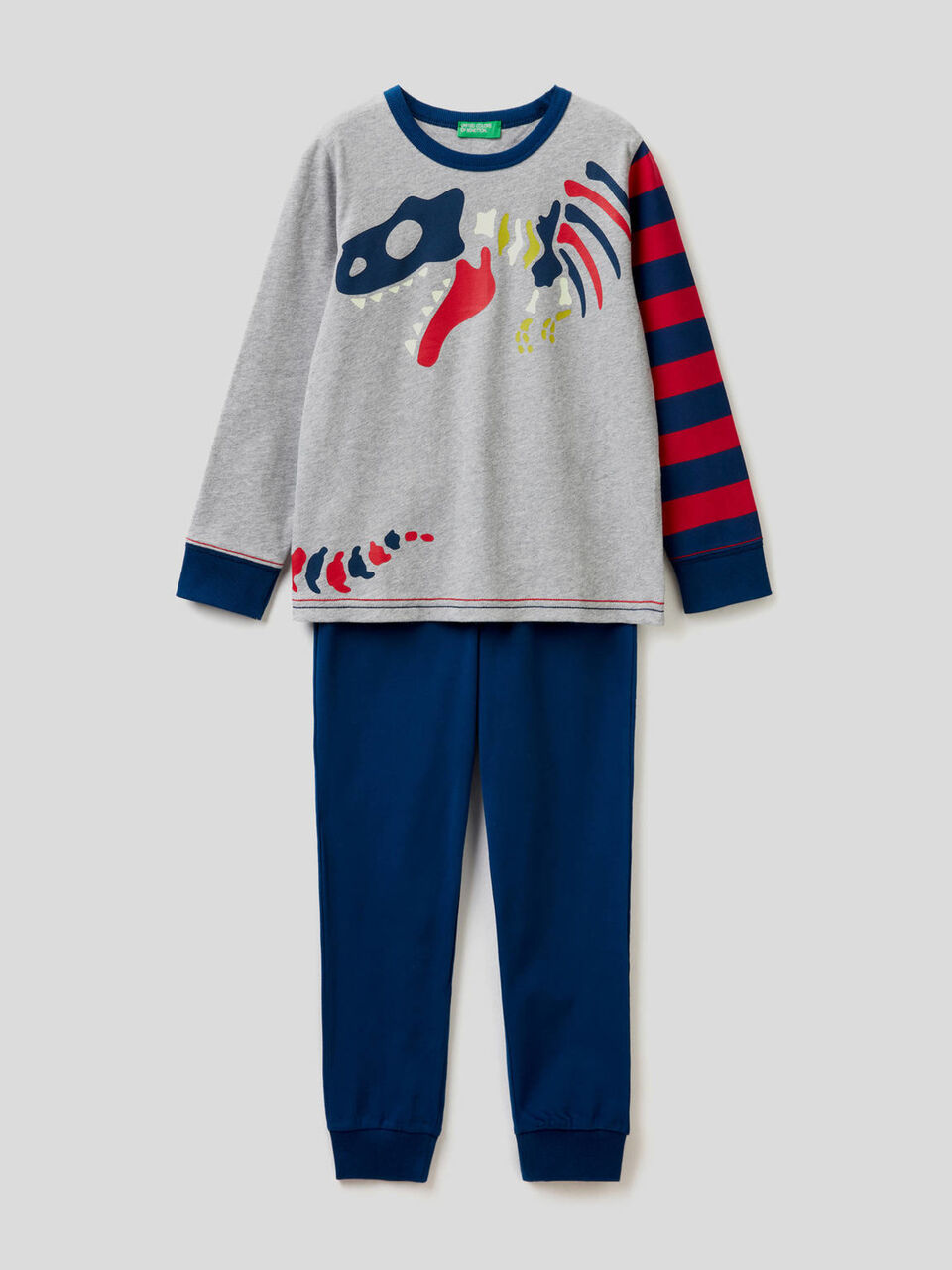 Pyjama en coton avec imprimé dinosaure image number 1