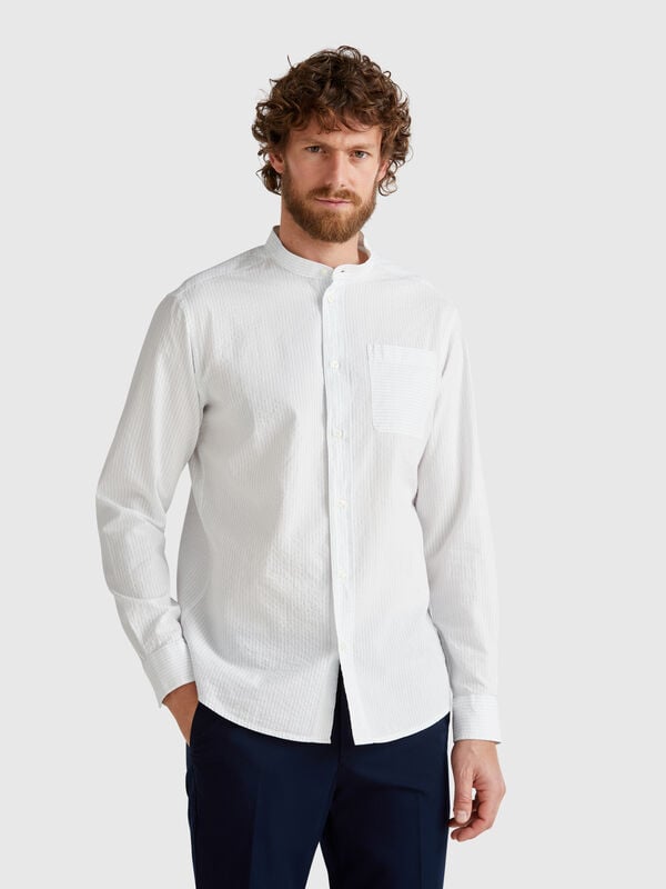 Chemise coréenne rayée Homme