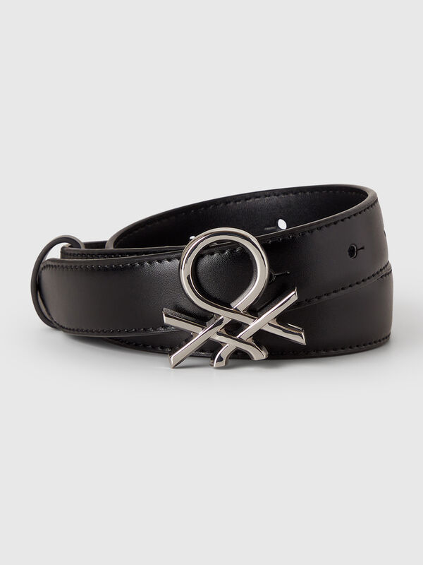 Ceinture noire à logo Femme