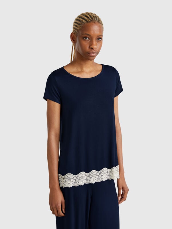 Chemise fluide bord dentelle Femme