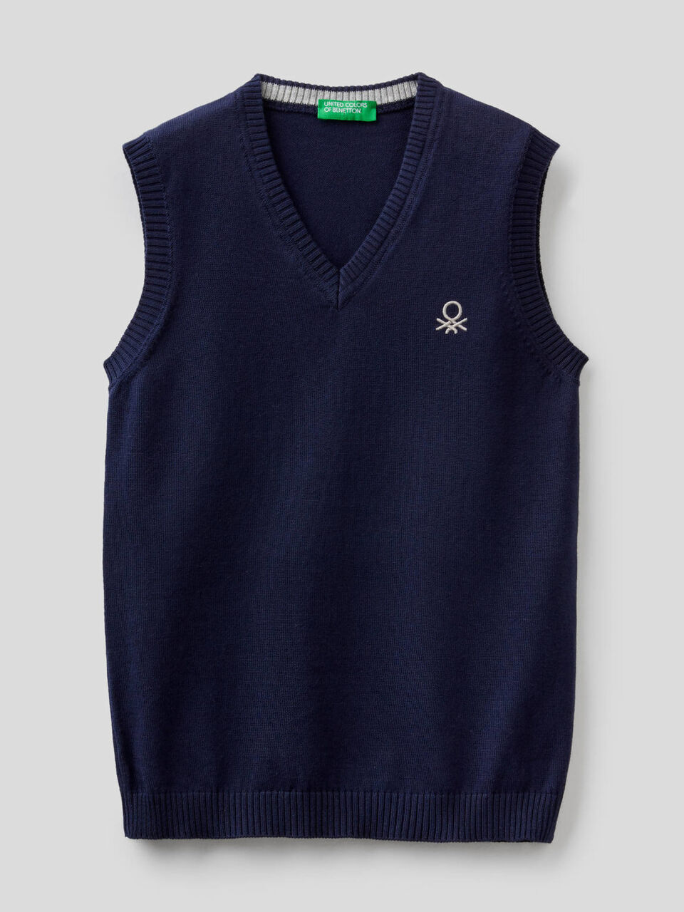Pull sans manches 100% coton avec col en V image number 1