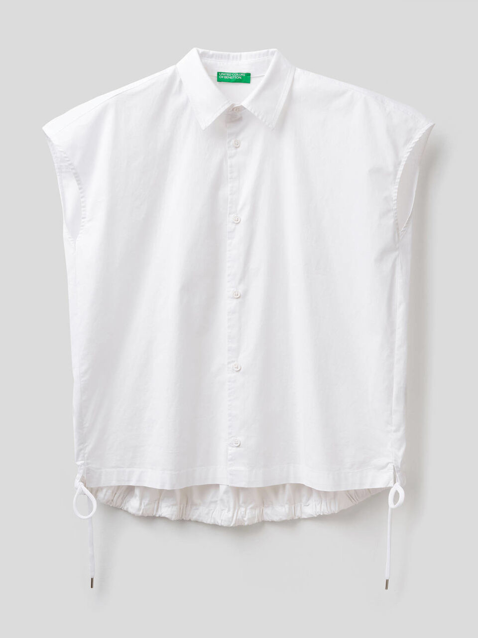 Blouse en coton stretch avec cordon de serrage image number 1