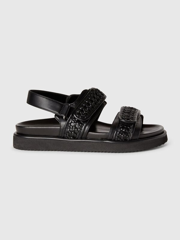 Sandales ouvertes en tissu enduit Femme
